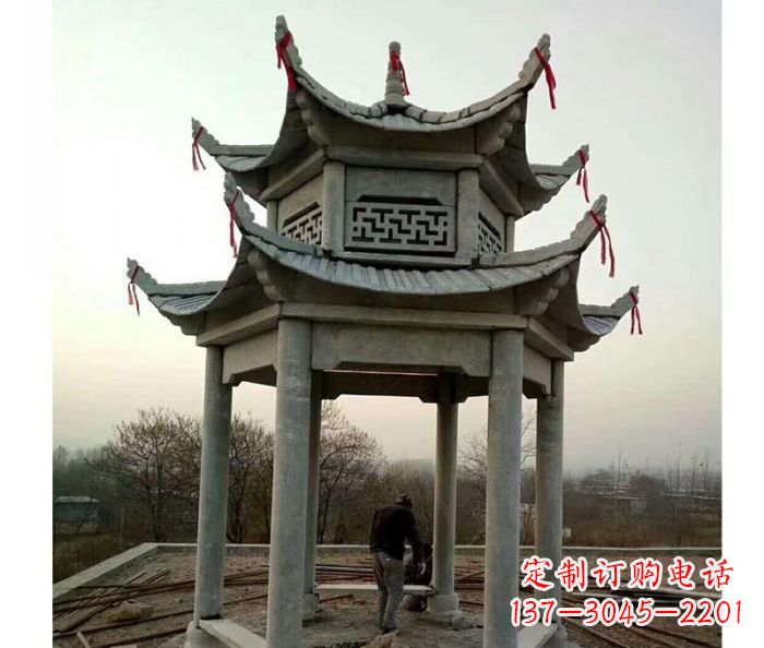 青海仿古双层石雕凉亭