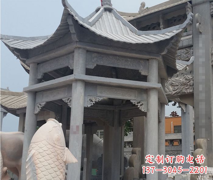 青海精美仿古双层石雕凉亭