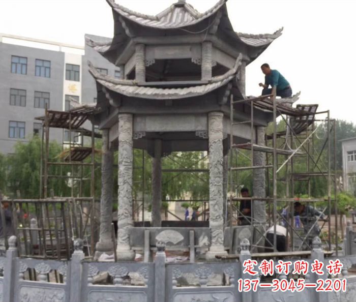 青海仿古双层石雕凉亭