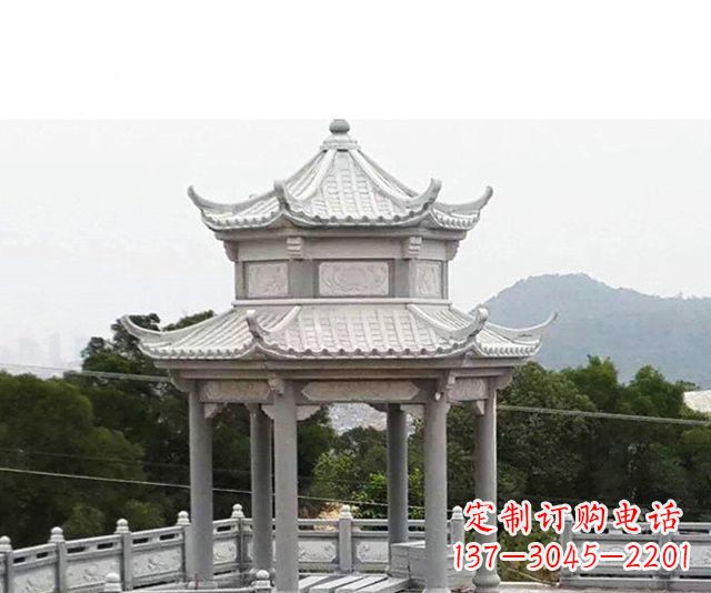 青海仿古双层石雕凉亭