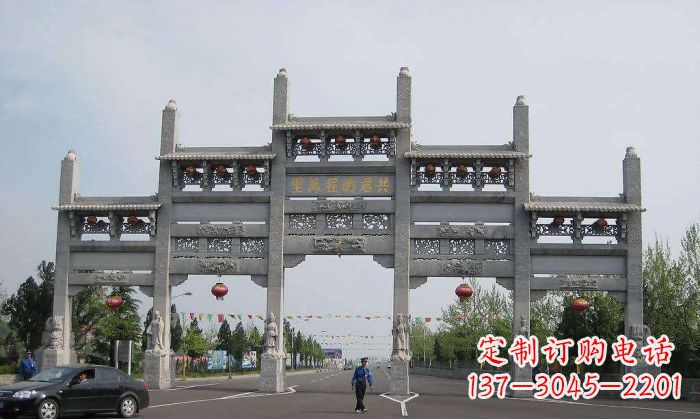 青海精美仿古石雕牌坊雕塑