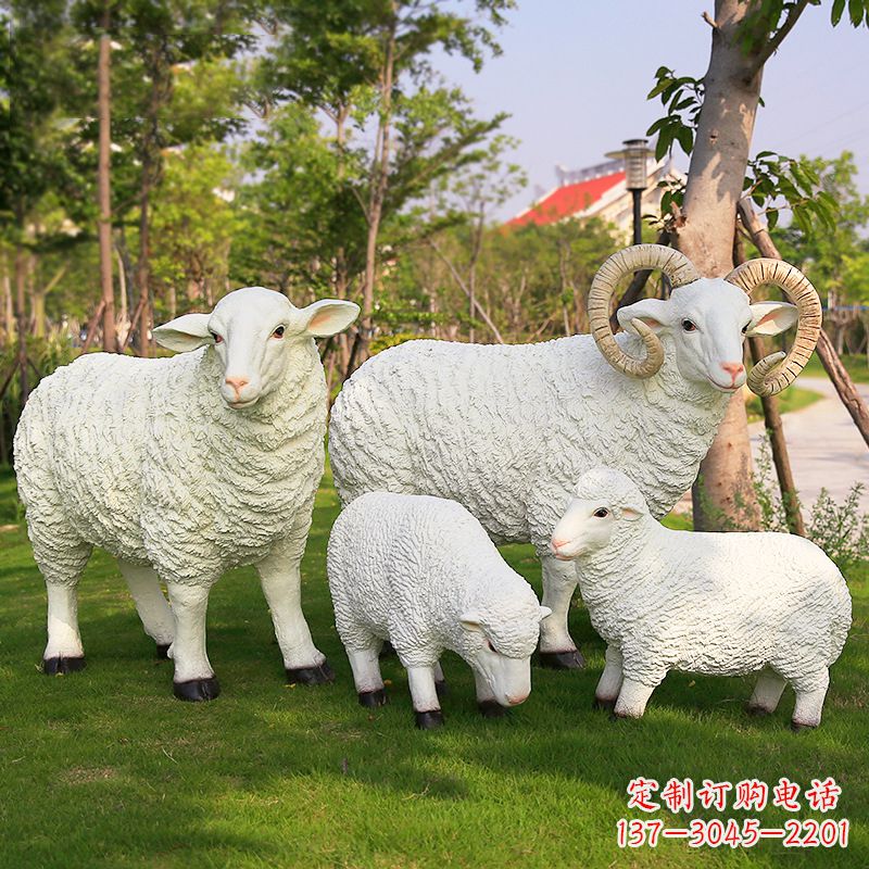 青海乡村绵羊雕塑 – 农家院庭院仿真动物摆件