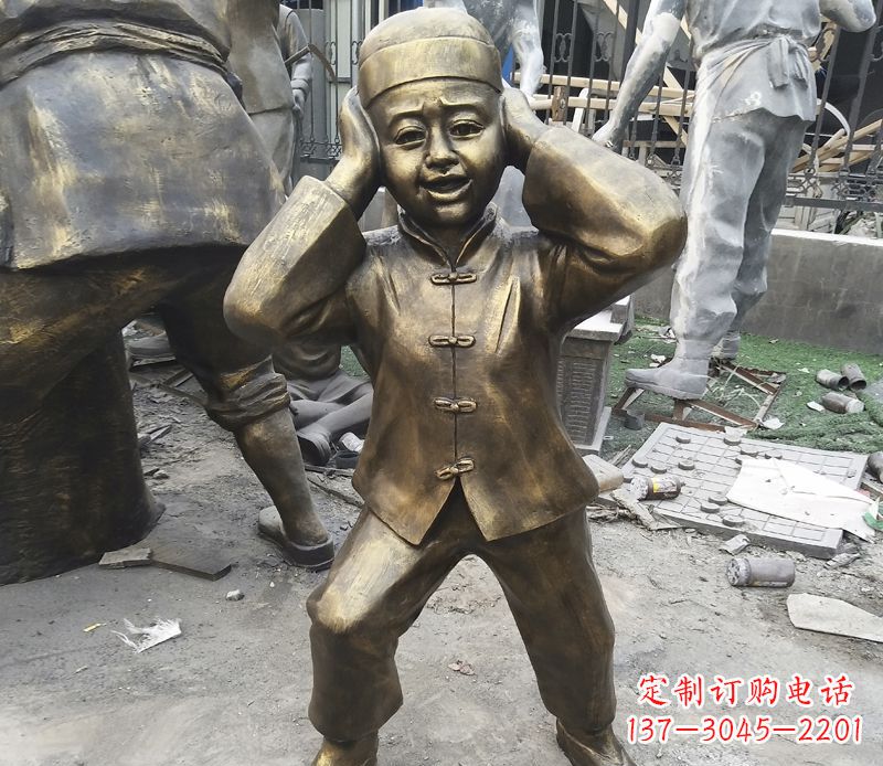 青海儿童放鞭炮铜雕