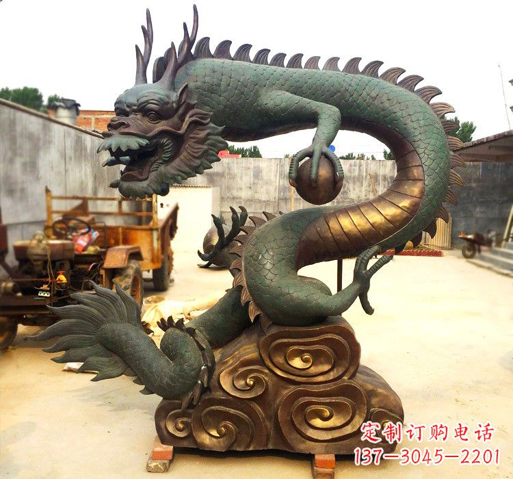 青海精致铜雕飞龙珠