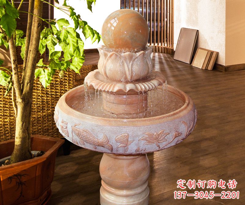 青海浑然天成的风水球石雕