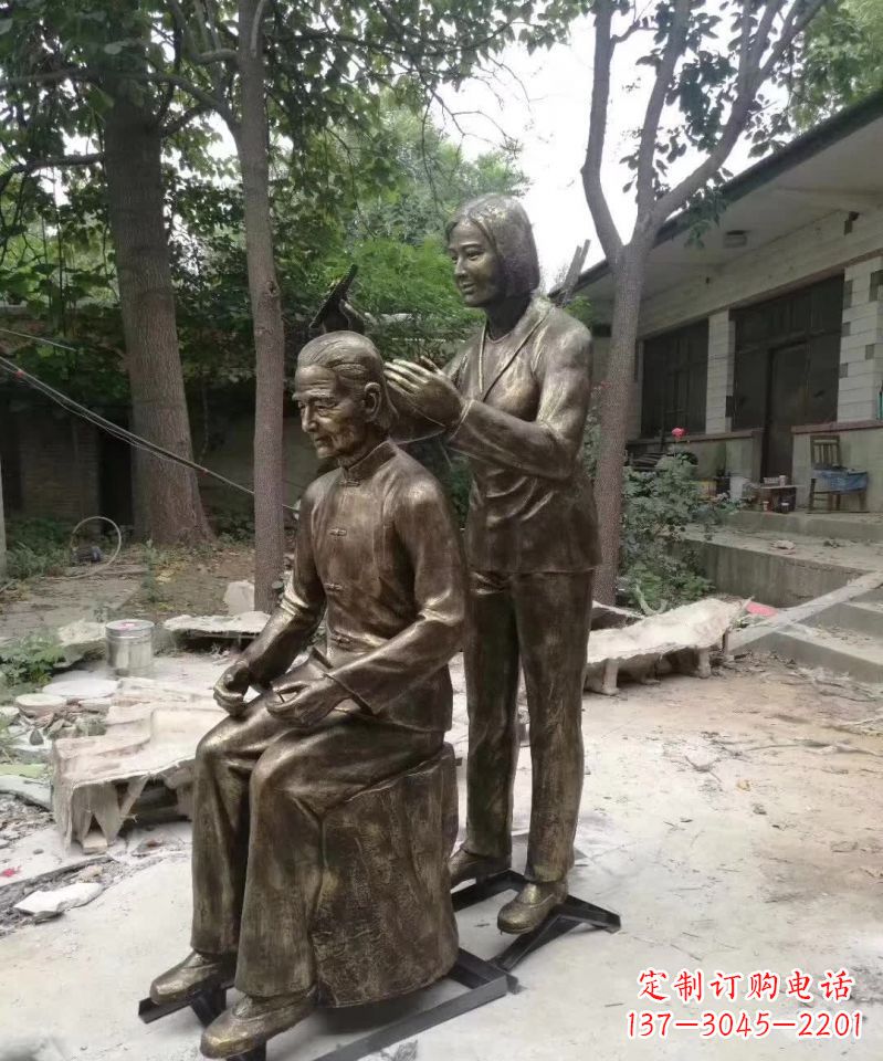 青海产品名称纪念母亲的梳头人物铜雕