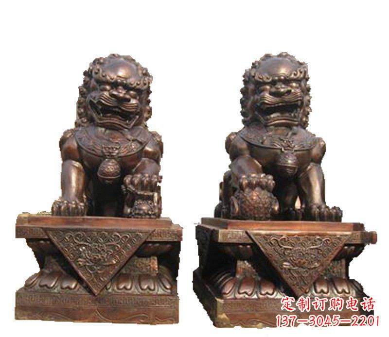 青海公司汇丰狮子铜雕塑摆件 (2)