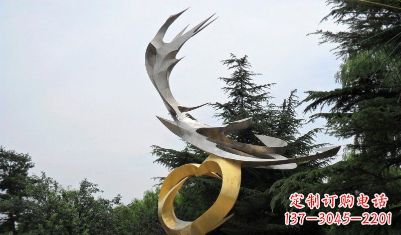 青海精美雕刻石膏抽象凤凰雕塑