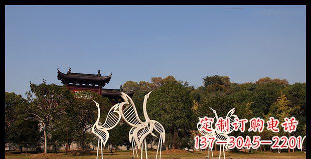 青海中领雕塑的精美不锈钢仙鹤雕塑