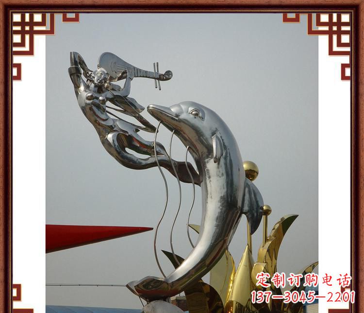 青海活力满满的海豚雕塑