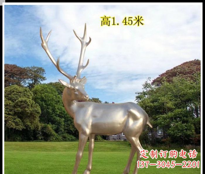 青海高端室外不锈钢巨型动物鹿雕塑