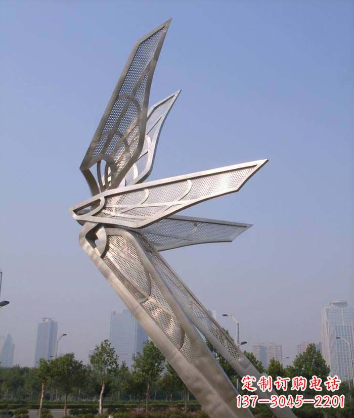 青海大型不锈钢蝴蝶翅膀雕塑