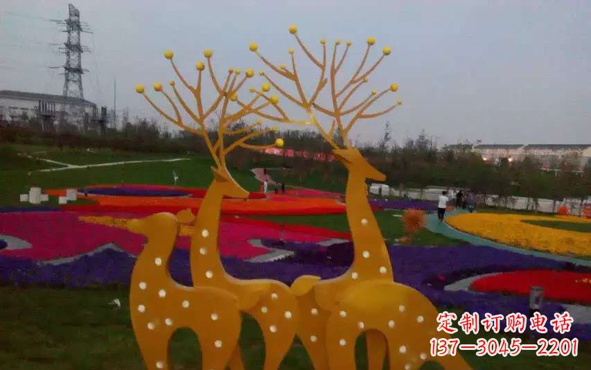 青海不锈钢美陈动物鹿雕塑
