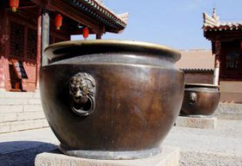 青海精美铜制仿古水缸雕塑