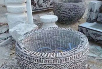 青海精美仿古石雕水缸