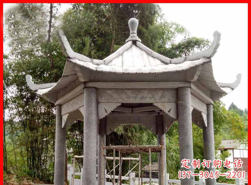青海复古公园石凉亭雕塑