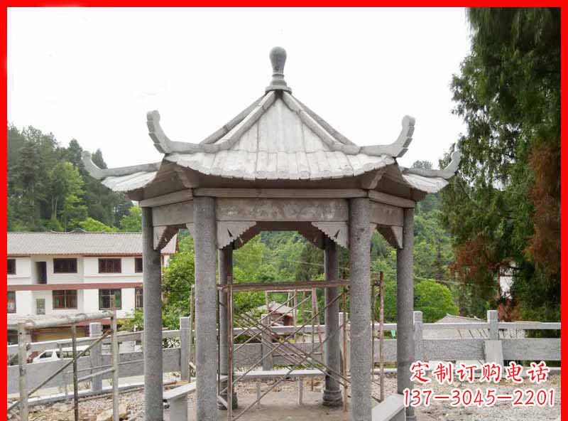青海精美大理石六角石凉亭雕塑