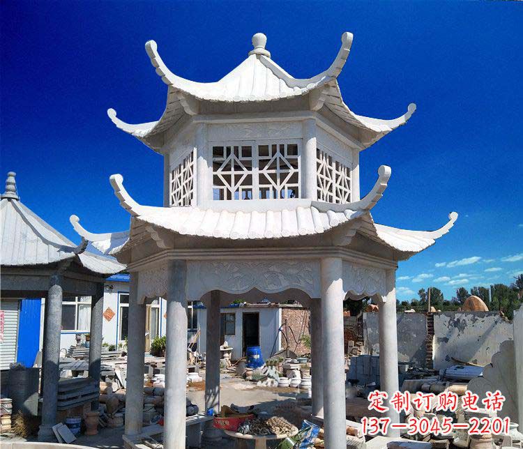 青海大理石双层凉亭雕塑