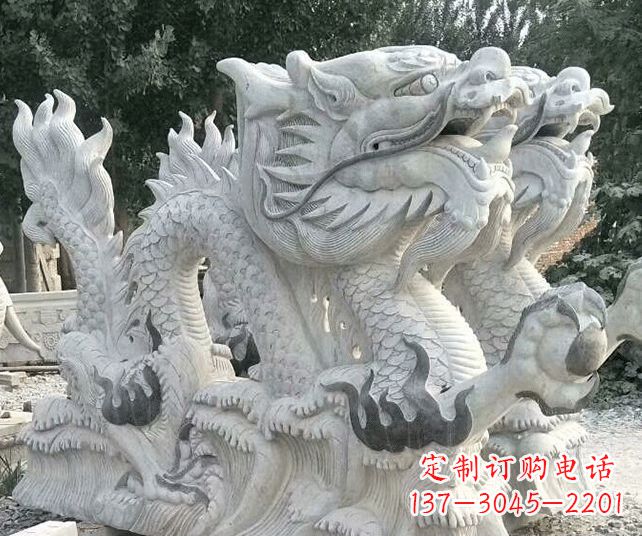 青海优雅古典大理石生肖龙雕塑