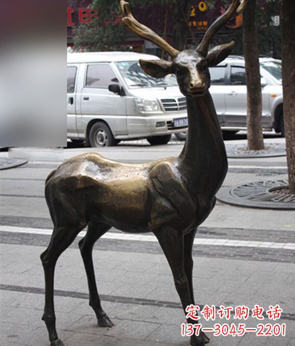 青海公园动物鹿铜雕