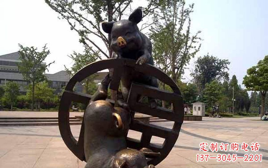 青海中领雕塑——动物猪铜雕