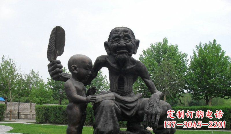 青海温馨老人铜雕