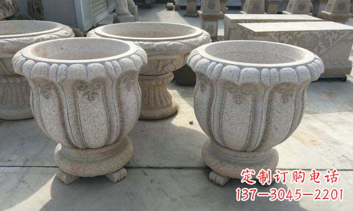 青海公园景观大理石花盆石雕 (4)