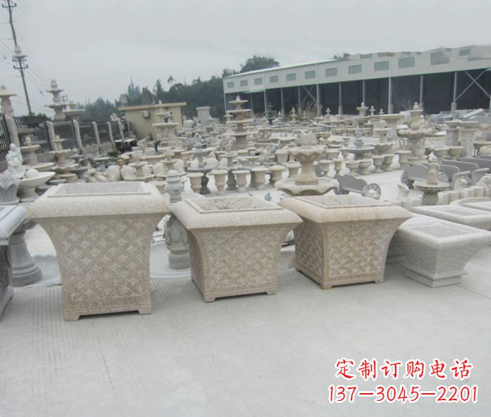 青海优雅花盆大理石雕塑