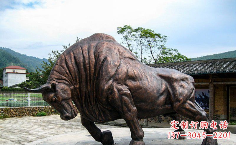 青海公园开荒牛动物铜雕