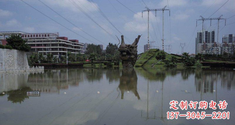 青海公园龙头景观铜雕