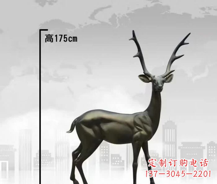 青海精致优雅的铜制公园小鹿雕塑