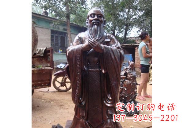 青海古代教育家人物孔子玻璃钢仿铜雕塑