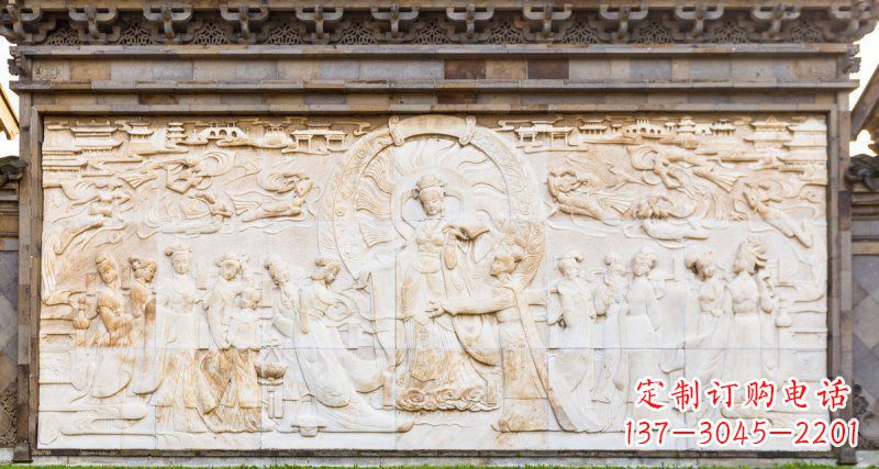 青海中领雕塑：古代人物石浮雕影壁