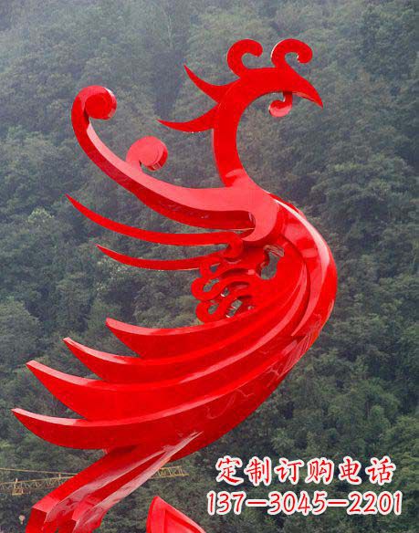 青海广场不锈钢彩色凤凰雕塑
