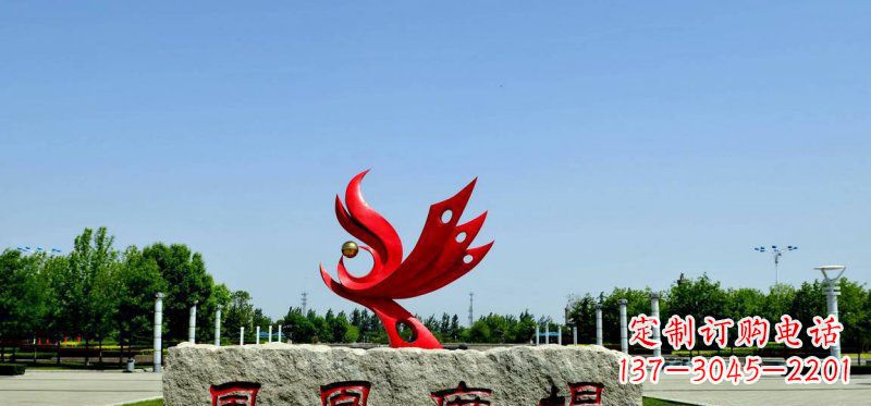 青海广场不锈钢抽象凤凰雕塑 (3)
