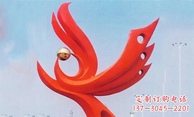 青海广场不锈钢抽象凤凰雕塑_2