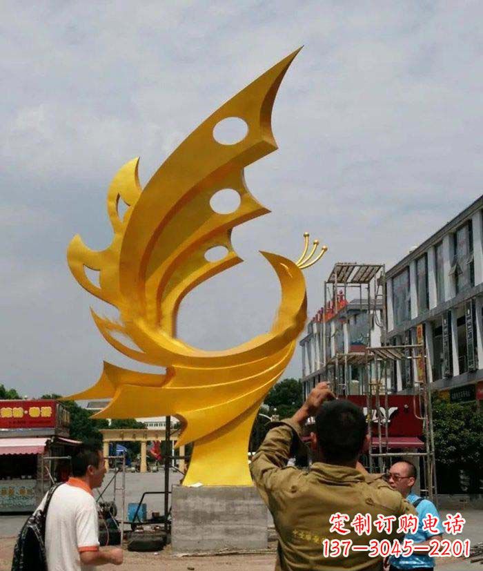 青海广场不锈钢抽象凤凰雕塑1