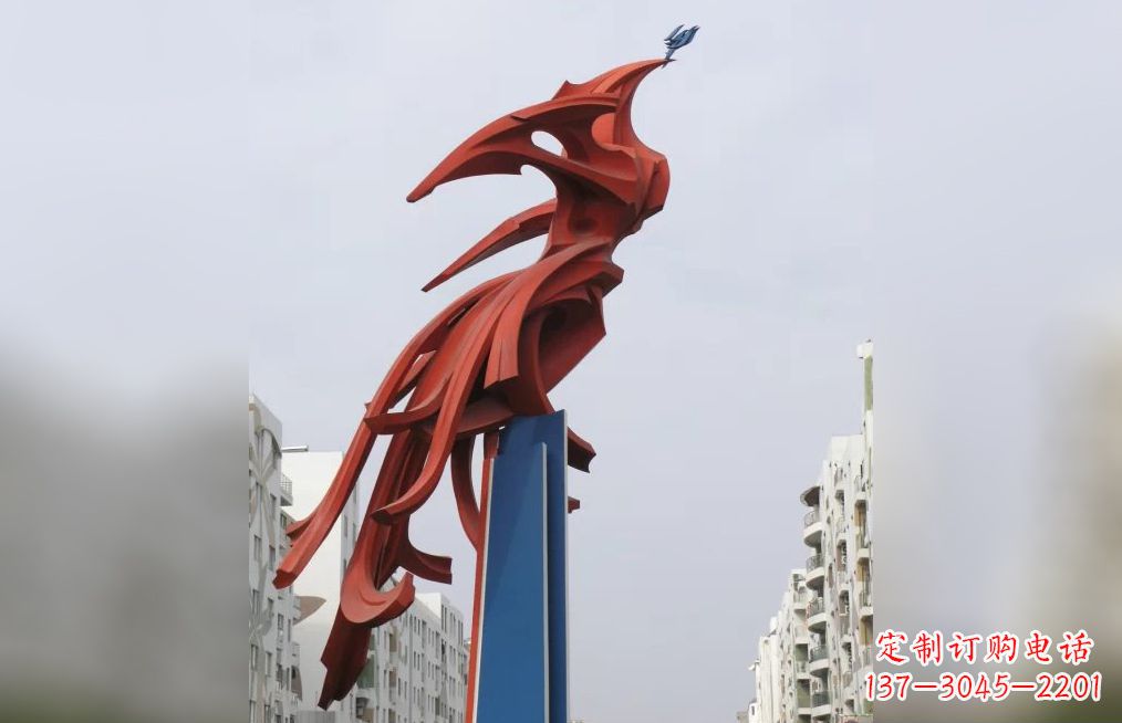 青海广场不锈钢凤凰抽象雕塑