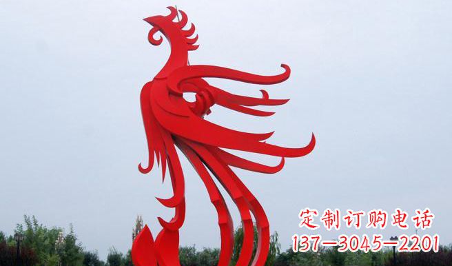 青海广场不锈钢凤凰雕塑 (3)