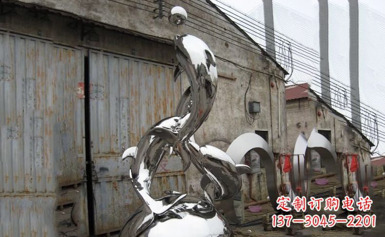 青海广场不锈钢海豚雕塑
