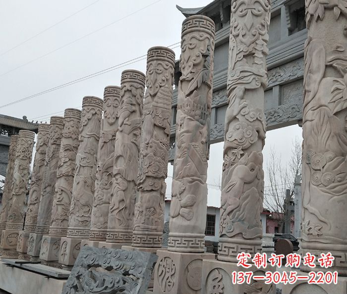 青海广场景观12生肖石柱