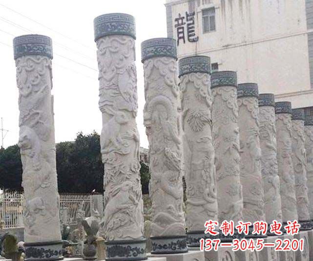 青海中领雕塑大理石古典龙柱石雕