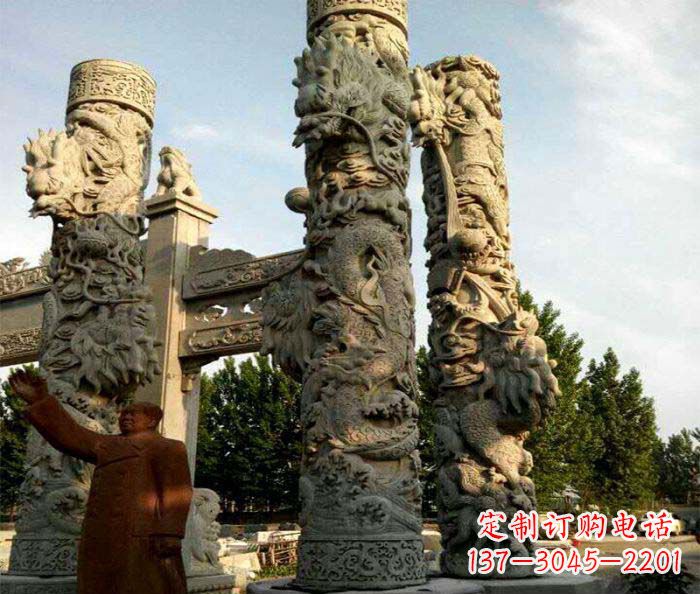 青海中领雕塑推出的震撼龙柱大理石雕,是一种典…