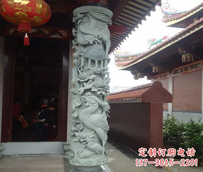 青海大理石龙柱雕塑,为室内景观带来活力