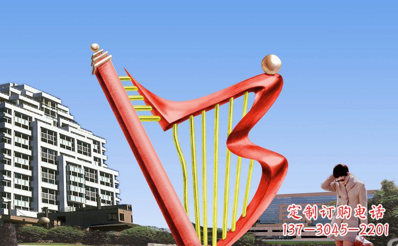 青海广场竖琴不锈钢雕塑