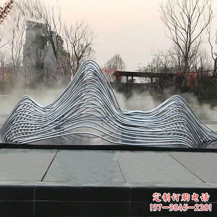 青海广场水景不锈钢假山