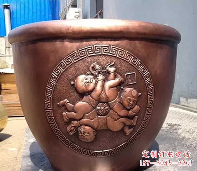 青海广场水缸铜雕塑