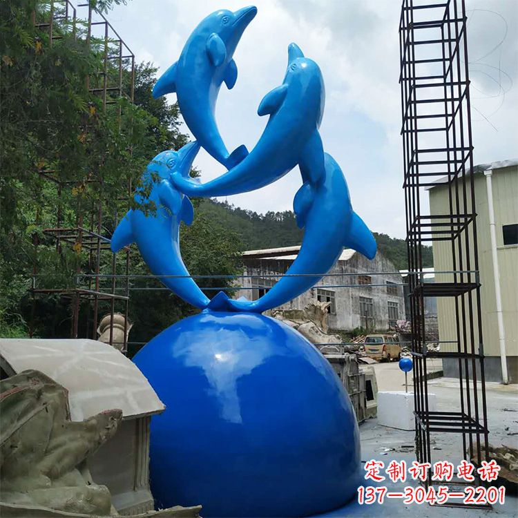 青海海豚钢筋玻璃景观雕塑