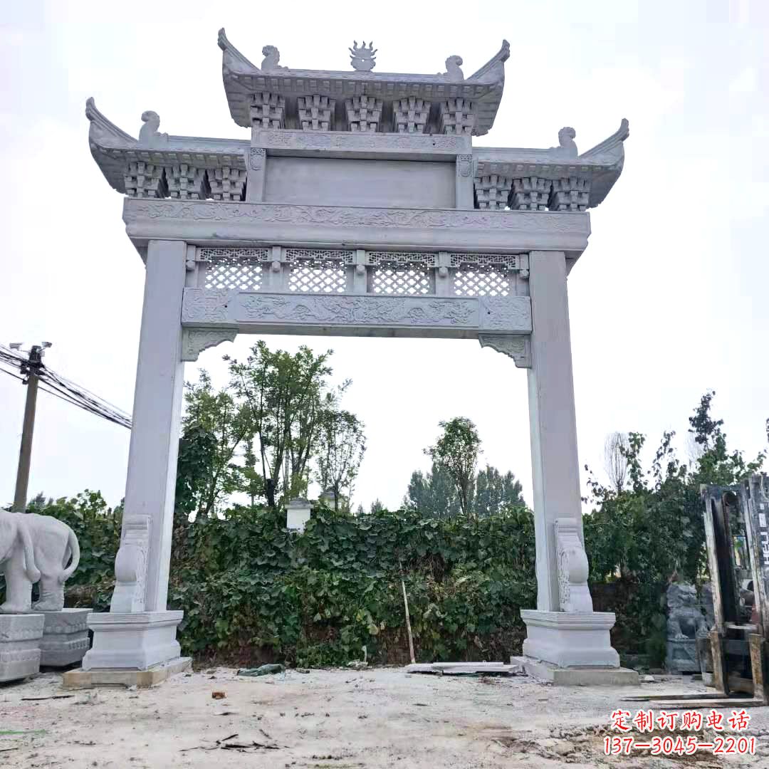 青海汉白玉精致的牌坊雕塑