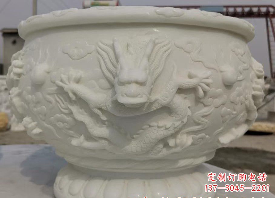 青海中领雕塑汉白玉龙鱼缸雕塑,是由专业雕塑定…